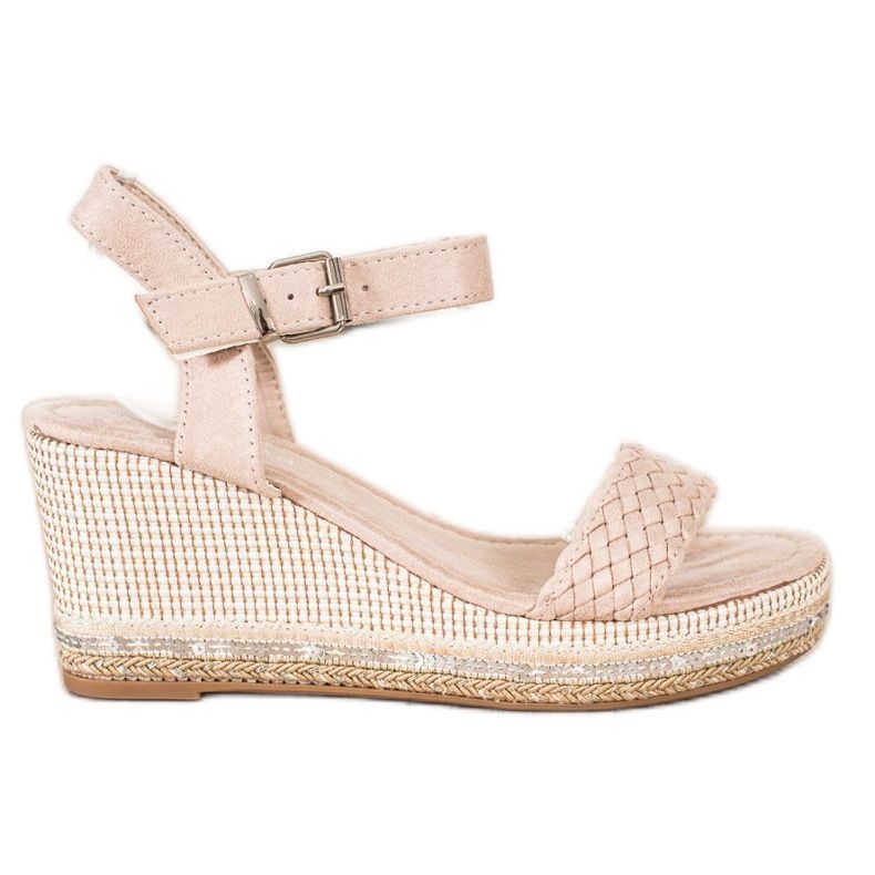 SHELOVET Braided Wedge Sandals beige