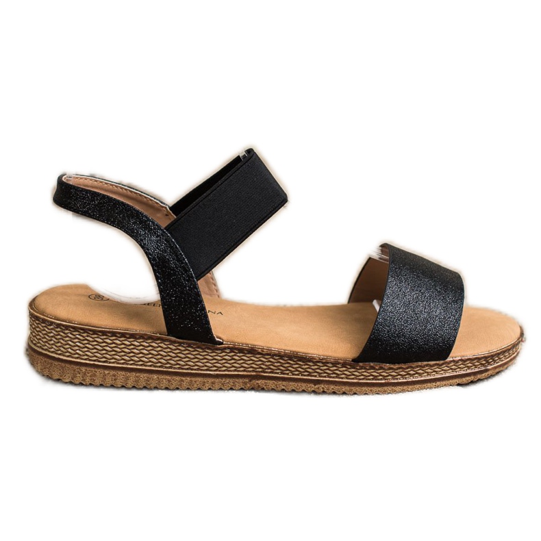 Queentina Black Sandals With Glitter