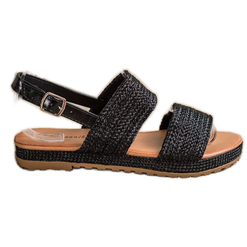 Mannika Black Braided Sandals