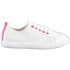 SHELOVET Openwork Sneakers With Eco Leather white
