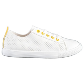 SHELOVET Openwork Sneakers With Eco Leather white
