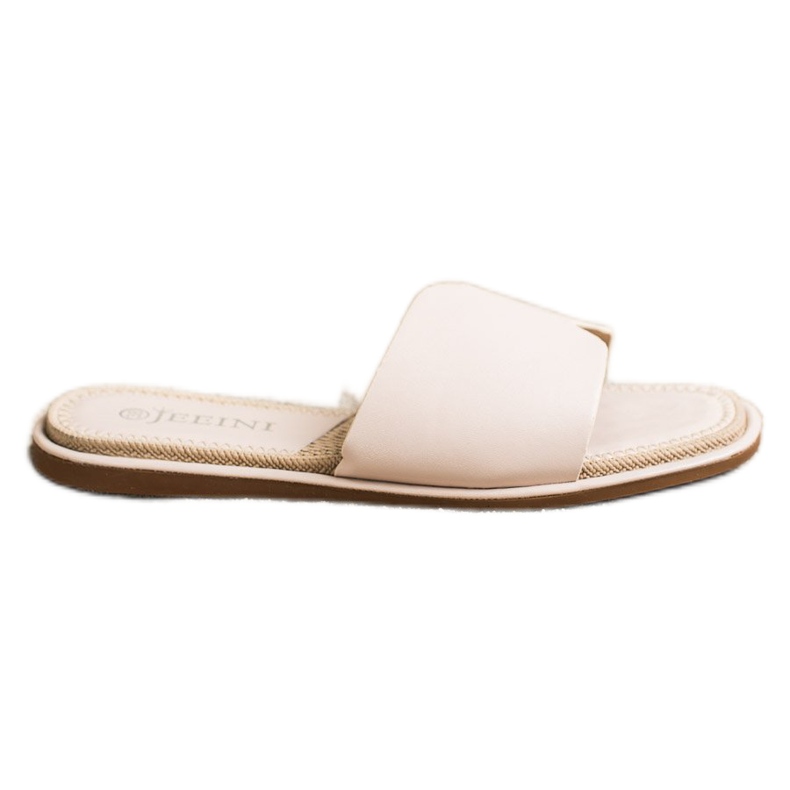 SHELOVET Elegant Eco Leather Slippers beige