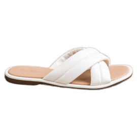 Renda Fashionable Eco Leather Slippers white