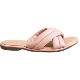 Renda Fashionable Eco Leather Slippers pink