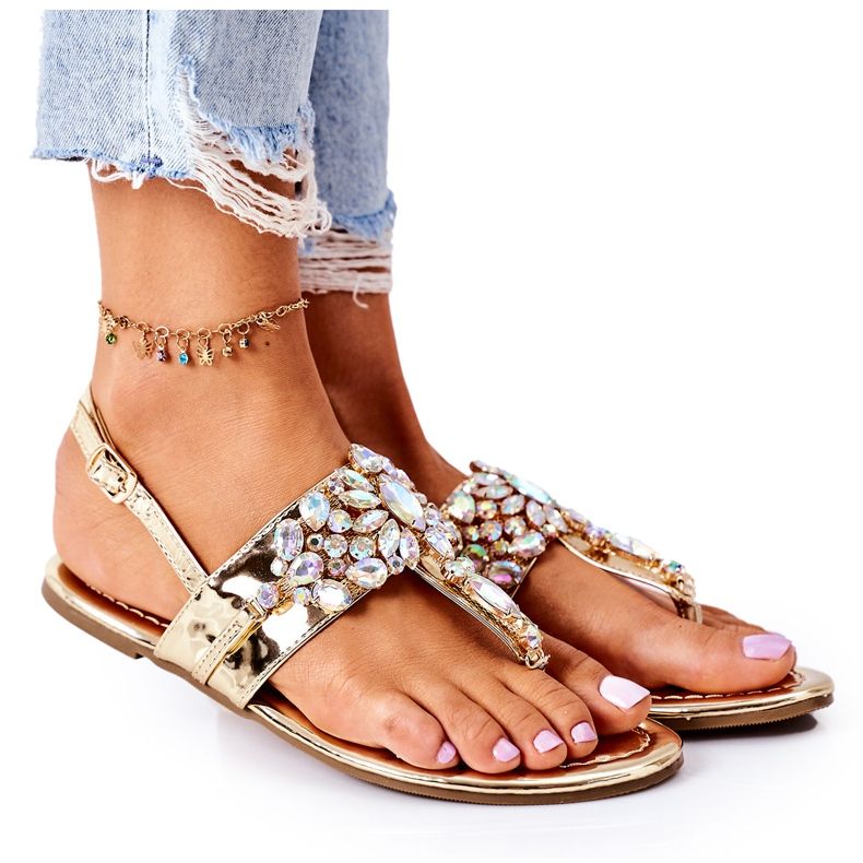 Sandals Flip-flops With Crystals Lu Boo Golden
