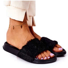PE1 Rubber Slippers With Fur Black Emery