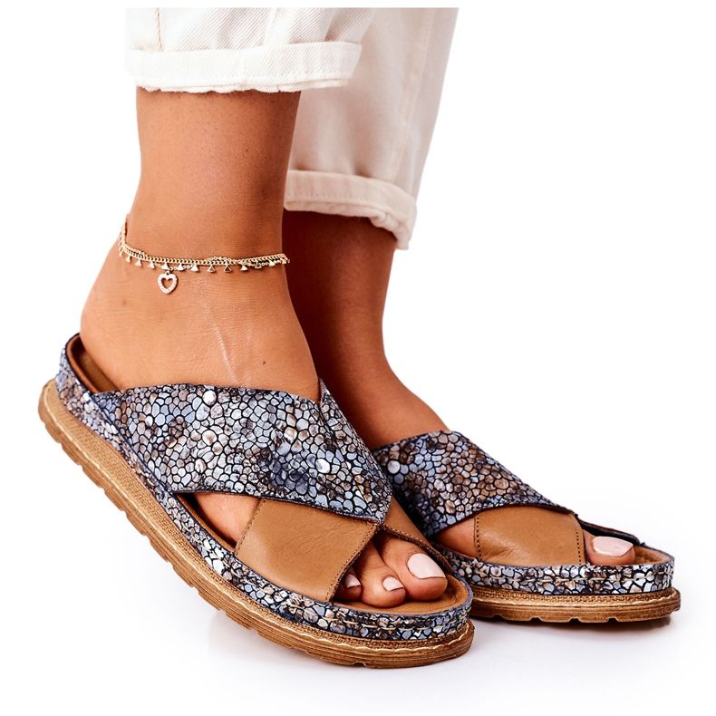Leather Profiled Slippers Maciejka 04986-02 Brown