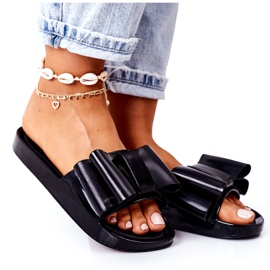 PS1 Rubber Slippers With A Bow Black April