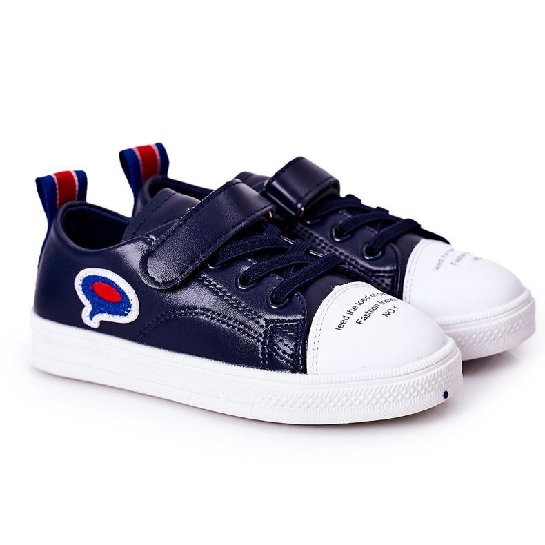 Apawwa Children's Navy Blue Cartoon Velcro Sneakers