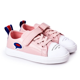 Apawwa Children's Pink Cartoon Velcro Sneakers