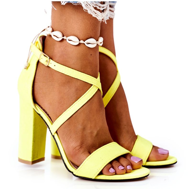 PS1 Suede Sandals On A Bar Neon Yellow Dance With Me