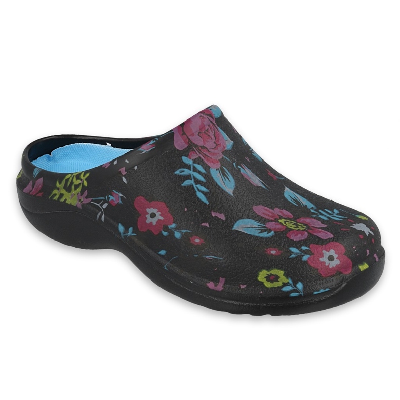 Befado Women's Slippers - Flower 2 Black /Blue 154D102
