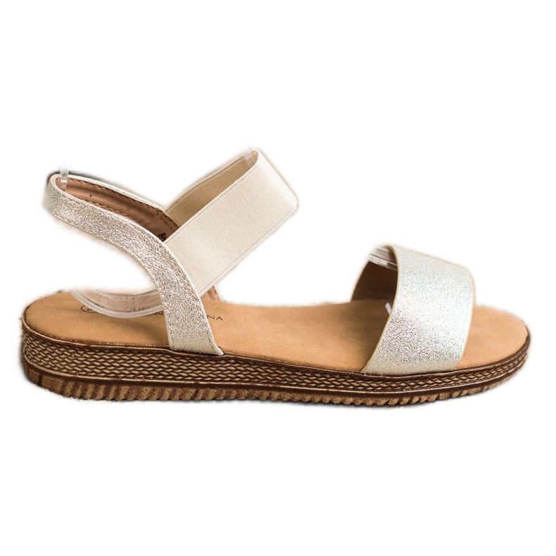 Queentina Golden Sandals With Glitter