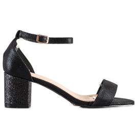 Kayla Sandals With Glitter On The Bar black Kayla Sandals With Glitter On The Bar black