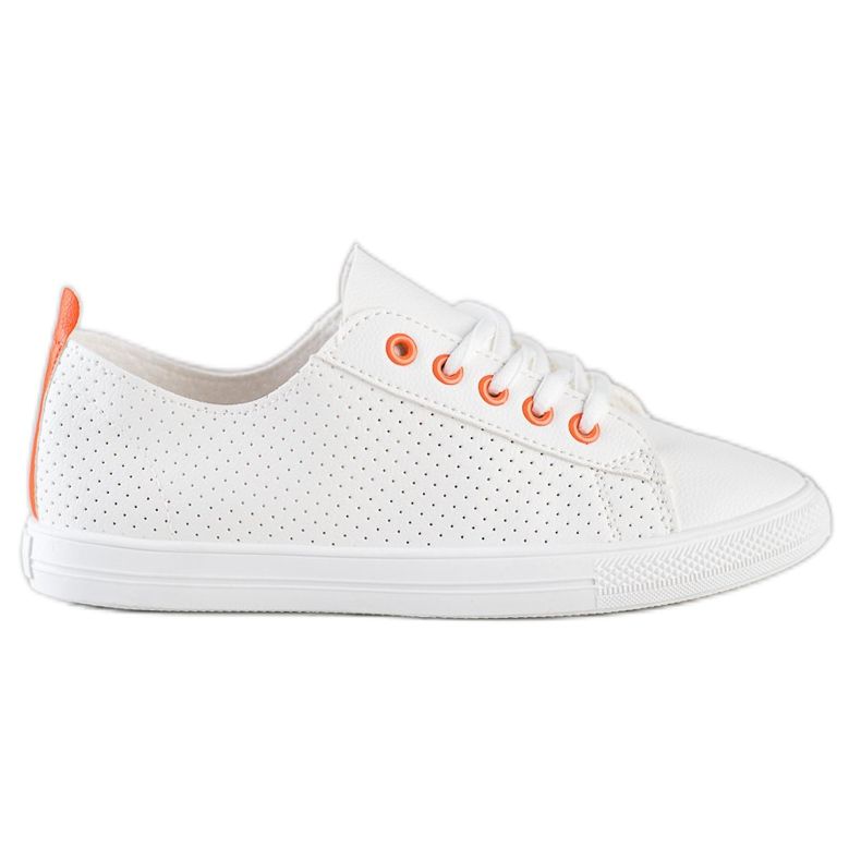 SHELOVET Openwork Sneakers With Eco Leather white
