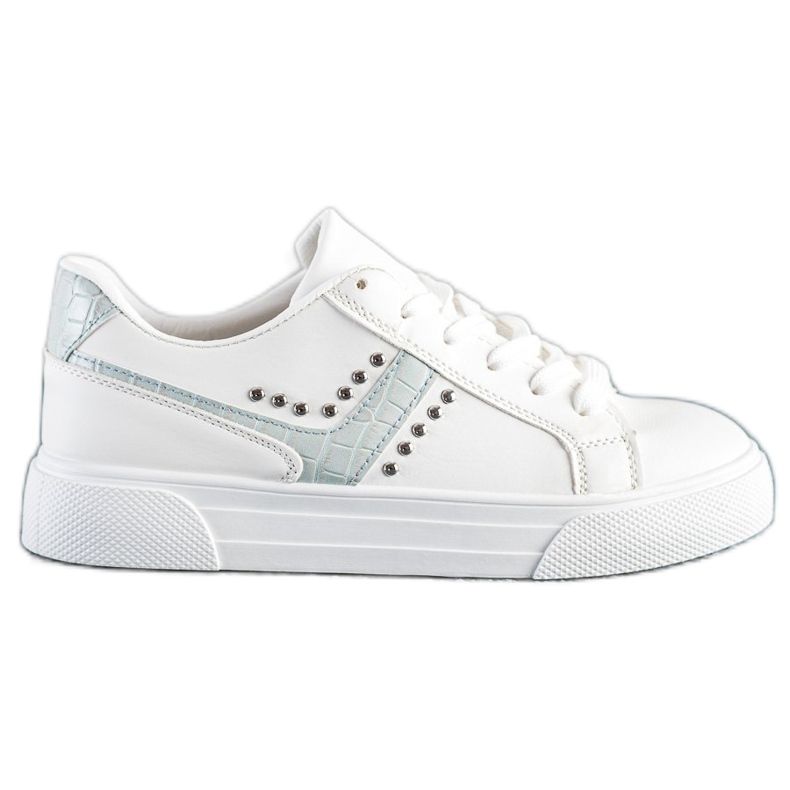 SHELOVET Tied Shoes With Blue Insert white