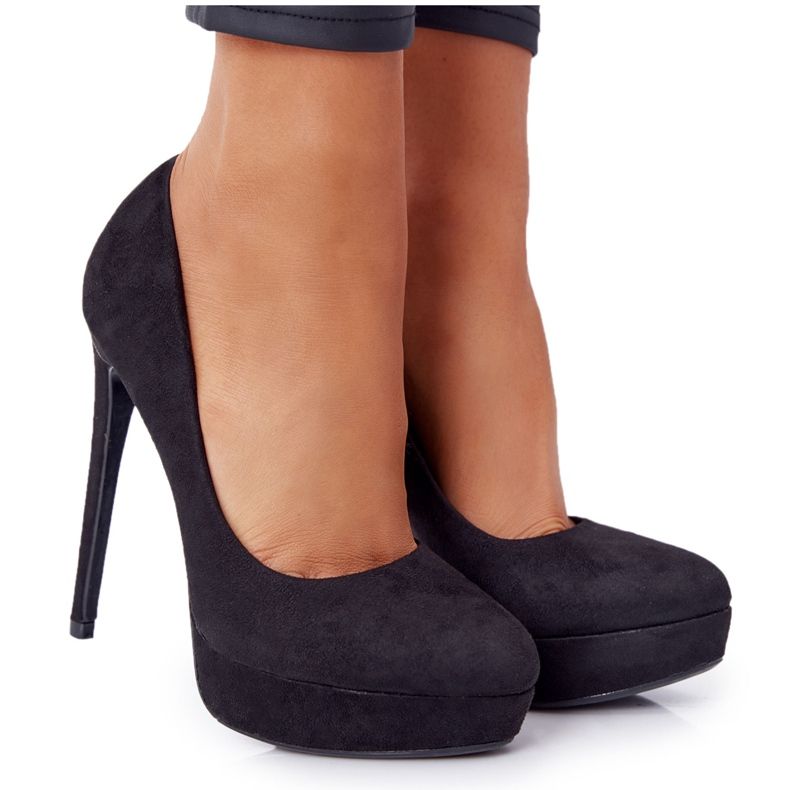 PS1 Classic Black Suede Heels Margharita