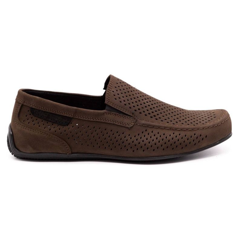 Polbut Men's leather loafers 2105P dark brown