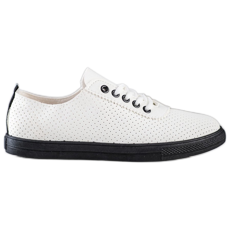 SHELOVET Openwork Sneakers On The Black Platform white