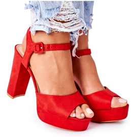 PW1 Suede Sandals On A Red Camilia Bar