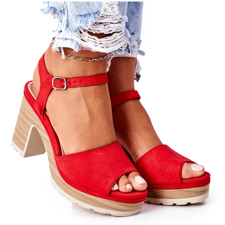PW1 Sandals On A Bar And Platform Red Maggie