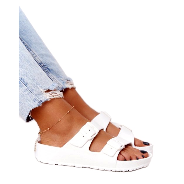 NEWS Women's White Stacy Rubber Slippers