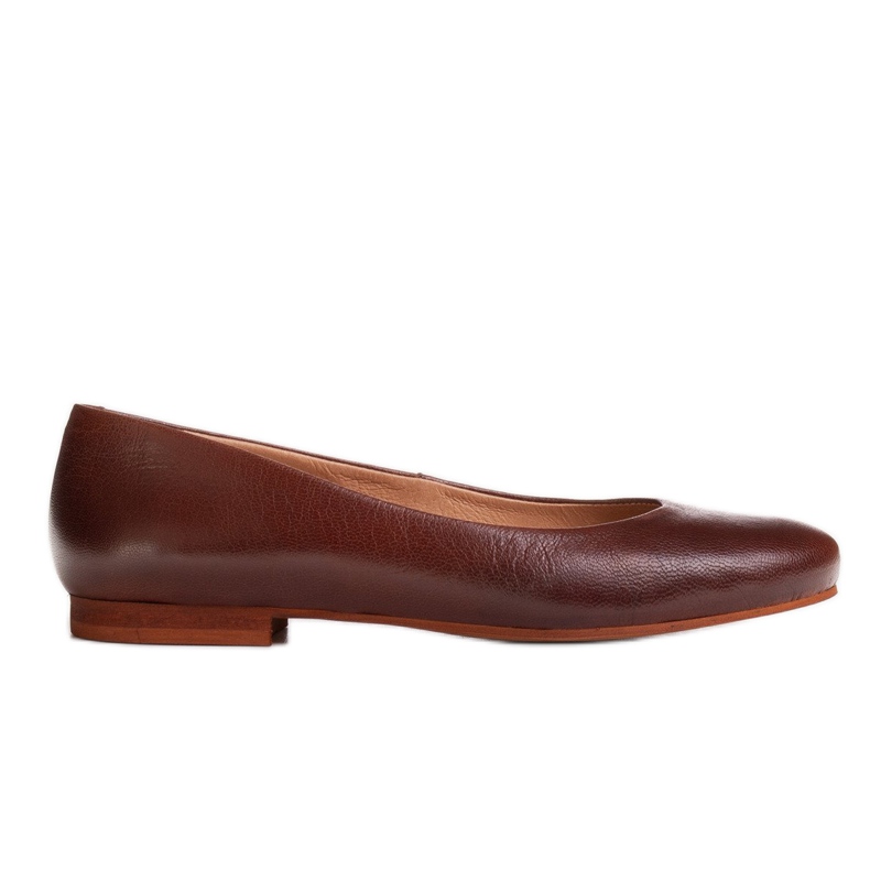 Marco Shoes Brown grain leather ballerinas