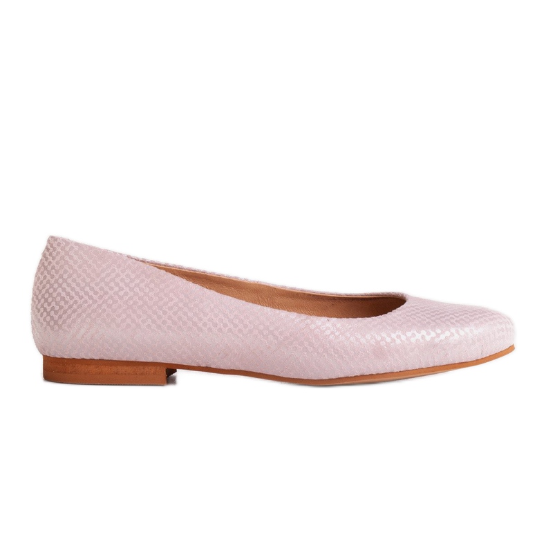Marco Shoes Natural silver-plated suede ballerinas pink