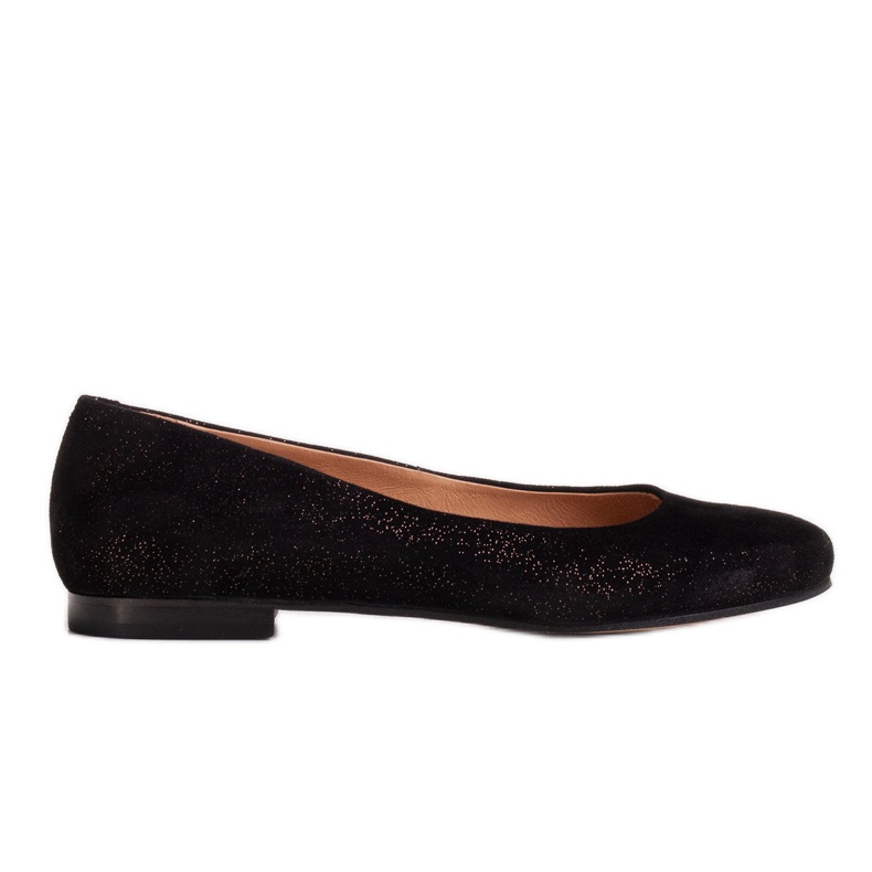Marco Shoes Silver-plated suede leather ballerinas black