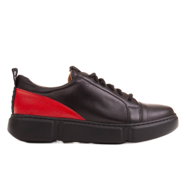 Marco Shoes Black leather sneakers with an insert on the heel