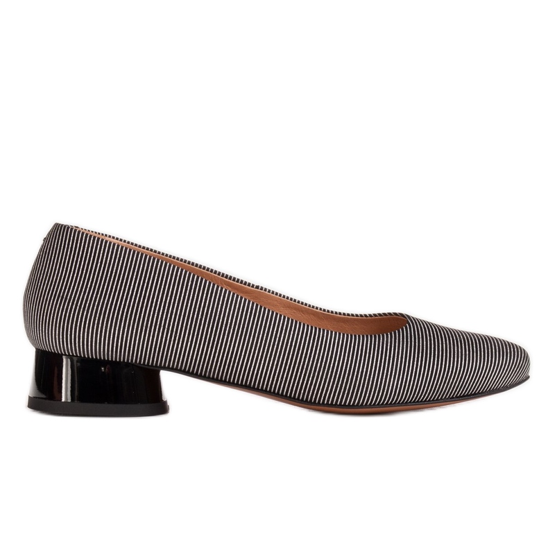 Marco Shoes Striped ballerinas made of grain leather black