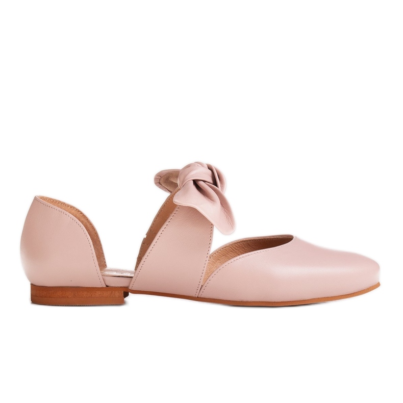 Marco Shoes Ballerinas with a bow made of grain leather pink