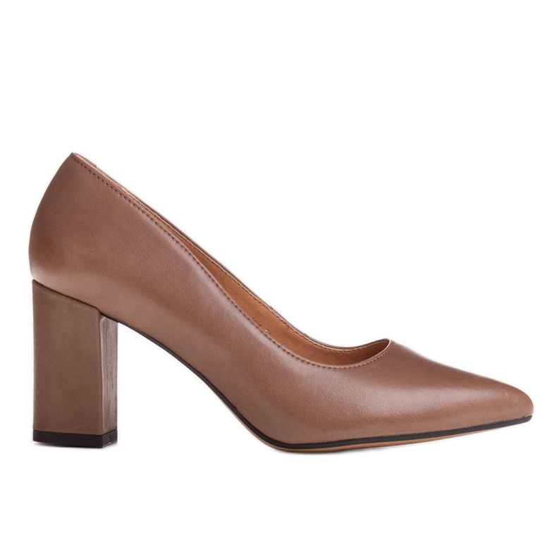 Marco Shoes Brown leather pumps with a wrap around heel beige
