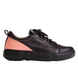 Marco Shoes Leather sneakers with a pink insert black