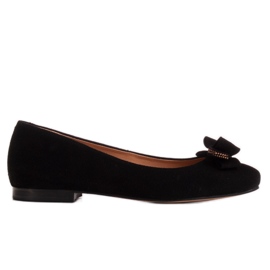 Marco Shoes Black suede ballerinas with a bow