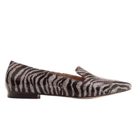 Marco Shoes Leather lordsy ballerinas - panther pattern black Marco Shoes Leather lordsy ballerinas - panther pattern black