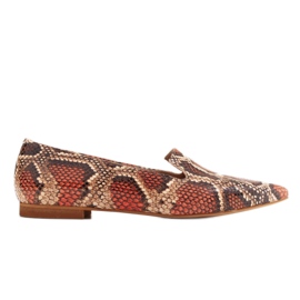 Marco Shoes Leather lordsy ballerinas - snakeskin pattern red