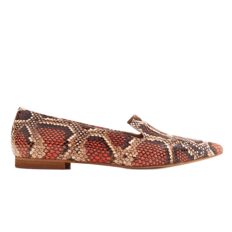 Marco Shoes Leather lordsy ballerinas - snakeskin pattern red