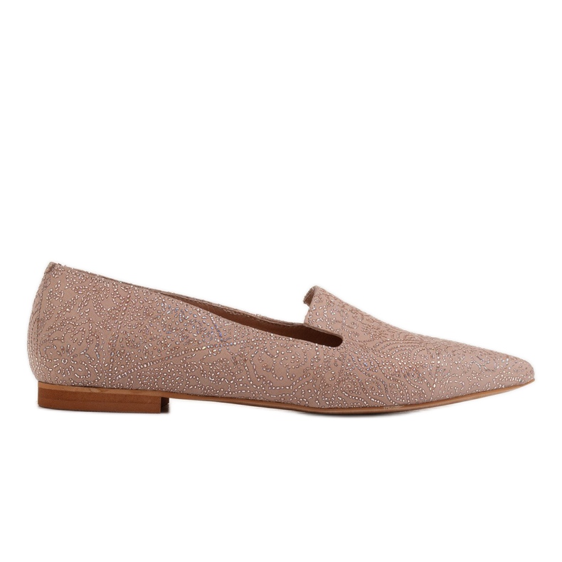 Marco Shoes Beige suede lords ballerinas - sequin pattern