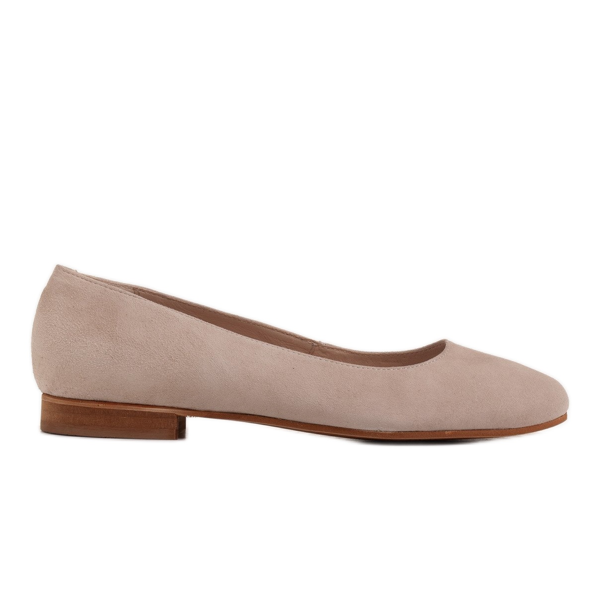 Marco Shoes Elegant ballerinas made of beige natural suede - KeeShoes