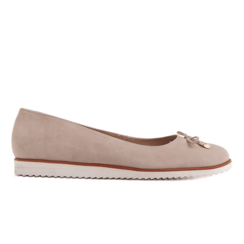 Marco Shoes Women's light ballerinas made of natural suede with a sporty sole beige