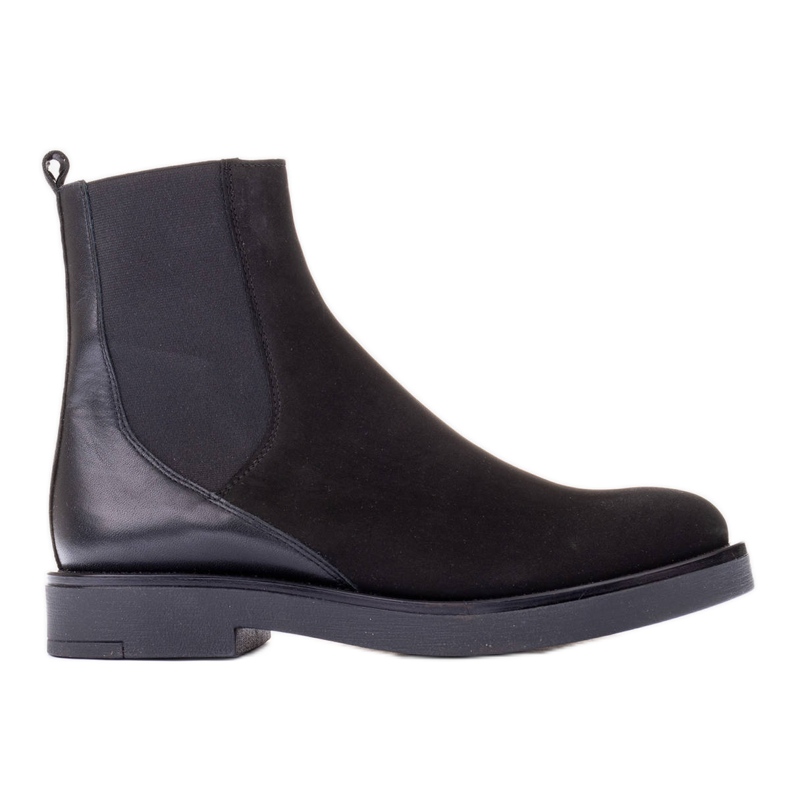 Marco Shoes Flat leather ankle boots with insulation with a wide rubber in the upper black