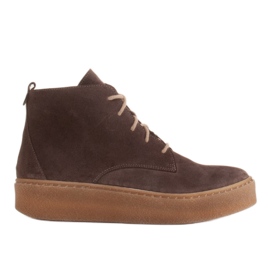 Marco Shoes Low lace-up boots made of soft leather brown
