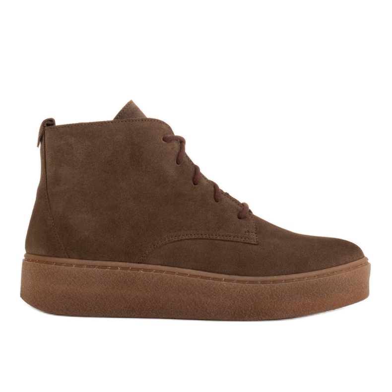 Marco Shoes Low lace-up boots made of soft leather brown green