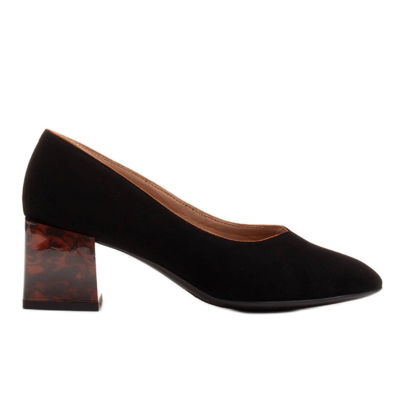 Marco Shoes Women's pumps made of natural suede with an amber heel black