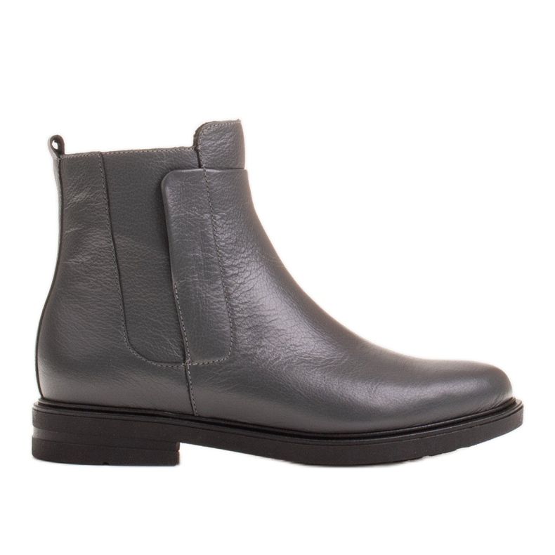 Marco Shoes Light boots insulated with a flat bottom made of natural leather grey
