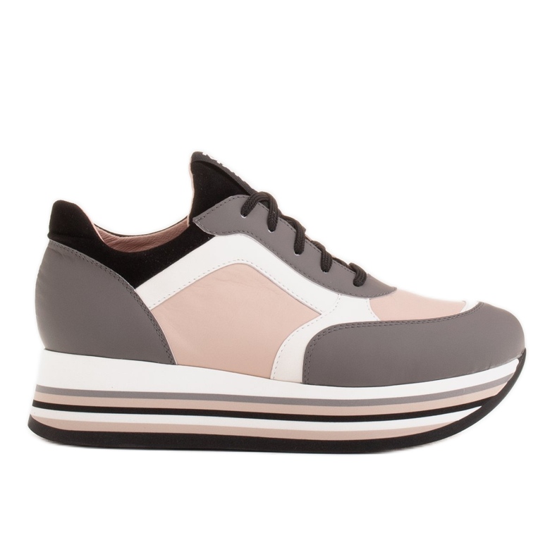 Marco Shoes Light sneakers on a thick sole made of natural leather grey Marco Shoes Light sneakers on a thick sole made of natural leather grey