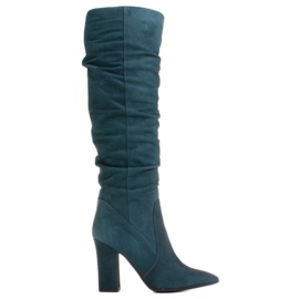 Marco Shoes Green high, crinkled boots made of natural suede Marco Shoes Green high, crinkled boots made of natural suede