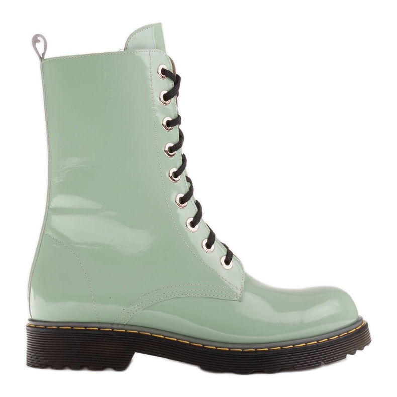Marco Shoes High ankle boots, boots tied on a translucent sole green