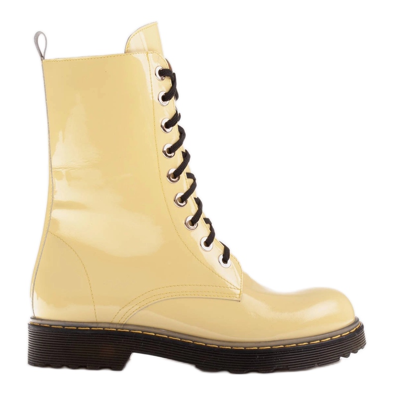 Marco Shoes High ankle boots, boots tied on a translucent sole yellow